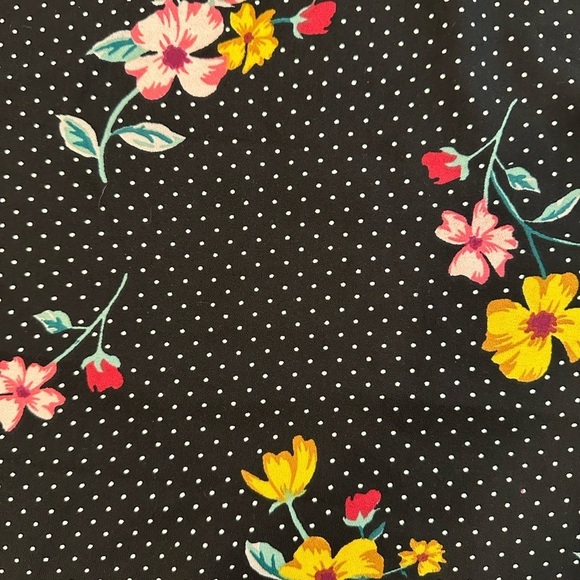 Old  Navy Floral Shift Dress Black Polka Dots Large Midi - Picture 5 of 7